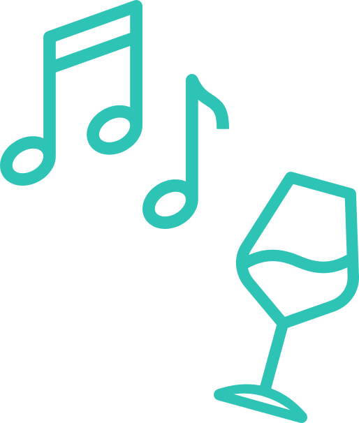 Music Note and Wine Glass Icon