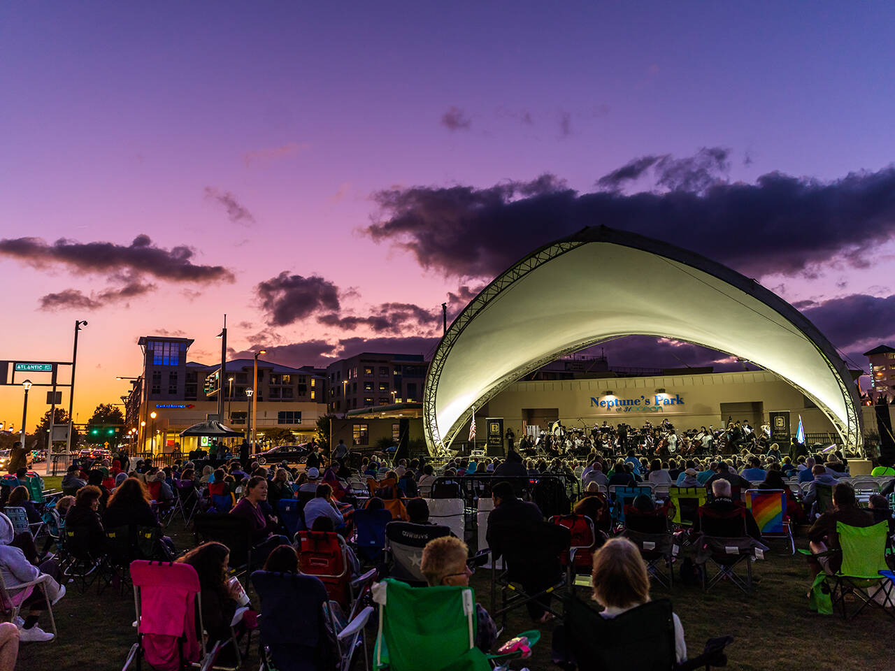 Symphony by the Sea at dusk