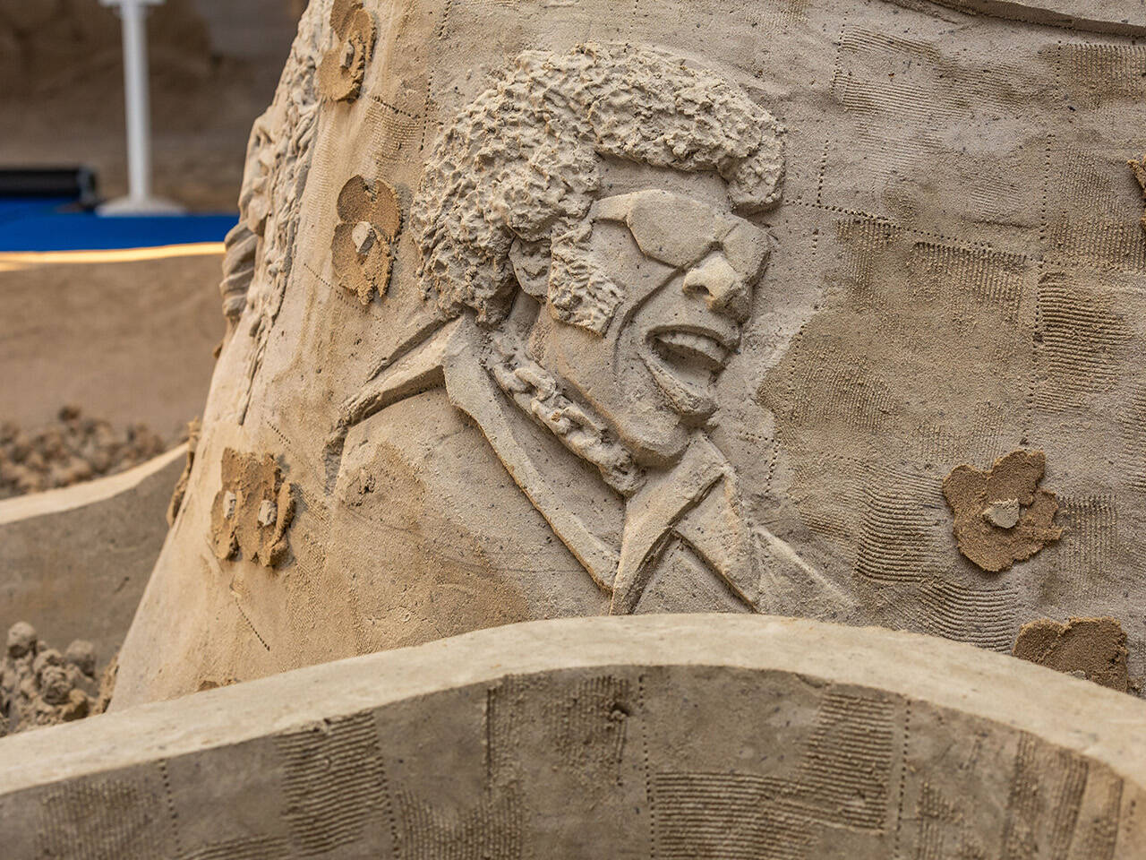 Sculptures in International Sand Sculpture Championship Tent at Neptune Festival