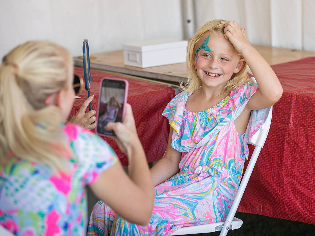 Young girl after getting face painted at Poseidon's Playground