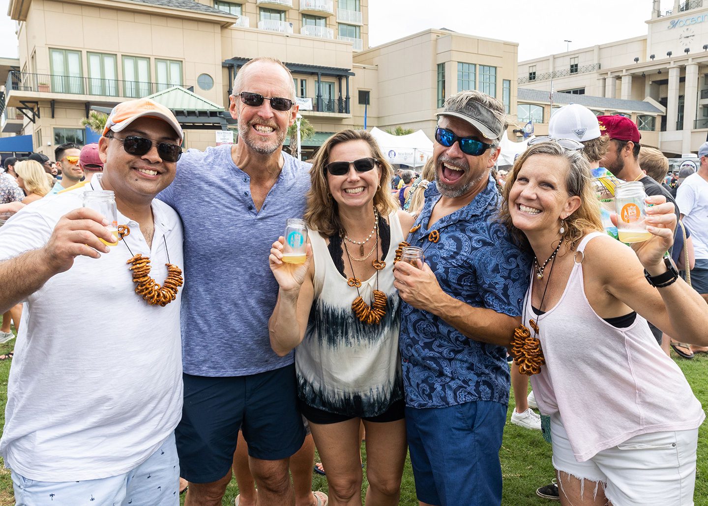 Group posing for photo at Coastal Craft Beer Festival