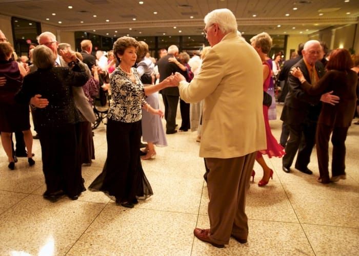Two people dancing during Seniors Gala