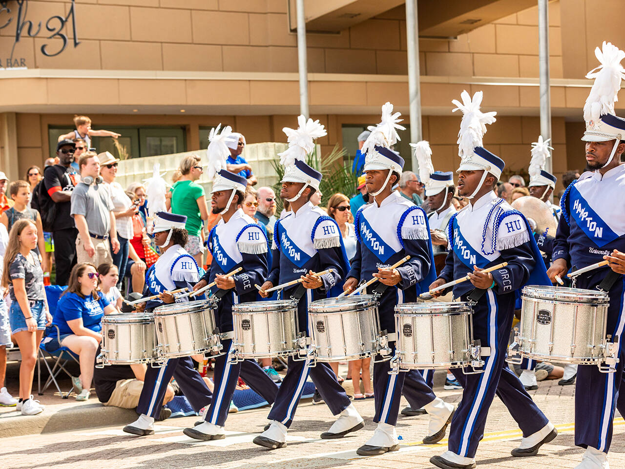 Marching band drumline during Neptune Festival Grand Parade