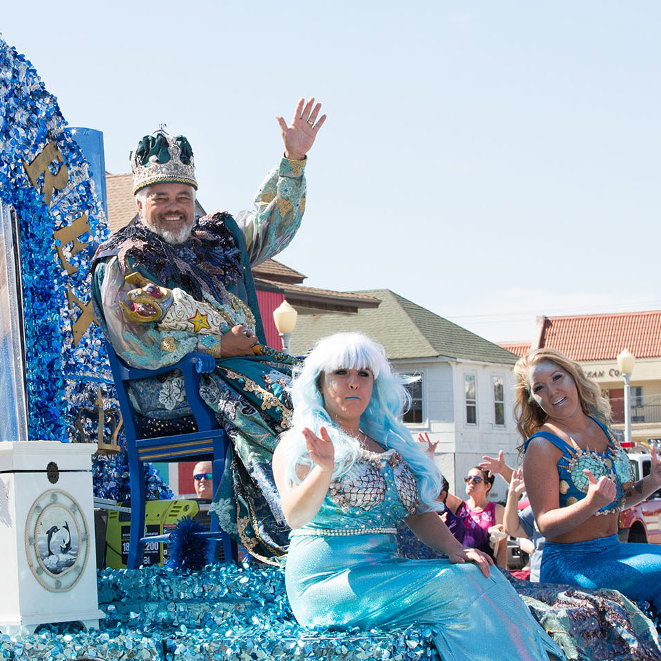 Neptune Festival Royal Court King Neptune and Mermaids during Parade