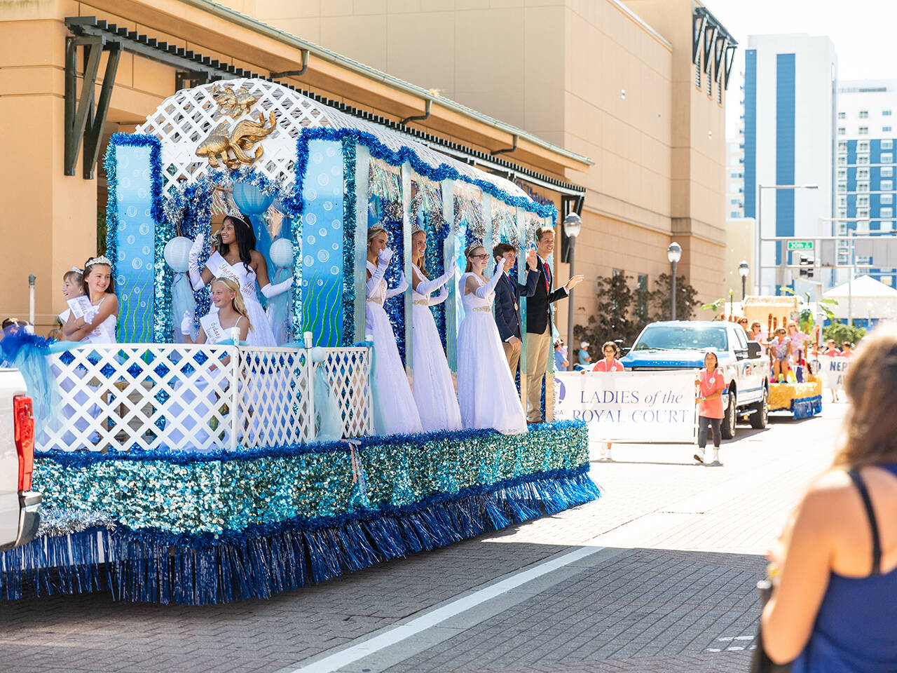 Royal Court float featuring Princesses during Neptune Festival Grand Parade